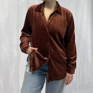 Easy Wear Clothing vintage Burnt orange velvet long sleeve shirt